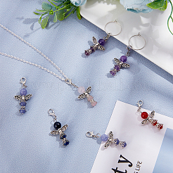 30 шт. 5 стиля подвески из натурального круглого драгоценного камня HJEW-AR0001-03