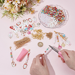 DIYジュエリーキット  亜鉛合金カニカンを含む  ガラスビーズ  アクリルビーズと合金エナメルチャーム  ミックスカラー  12x6mm  穴：1.2mm&nbsp;DIY-NB0015-66