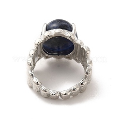 Овальное открытое кольцо-манжета из натурального содалита RJEW-P082-03P-15