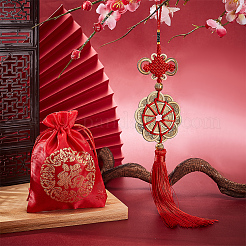 1 шт. подвеска-колокольчик из цинкового сплава в виде пяти императорских монет&nbsp;HJEW-GA0001-56