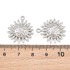 304ステンレスペンダント  槌目模様の太陽のチャーム  ステンレス鋼色  22x19.5x3mm  穴：1.7mm&nbsp;SA-CBA3ECF-28P