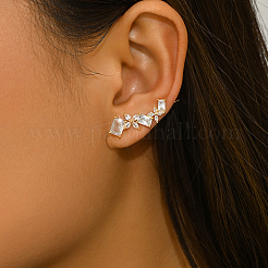 Aretes de latón con micro pavé de circonio cúbico para mujer&nbsp;CY3944