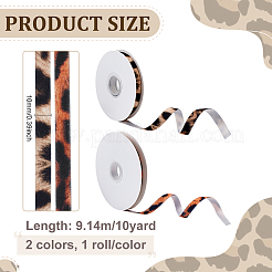 2 рулон двухцветных бархатных лент с леопардовым принтом&nbsp;SRIB-PH0001-73