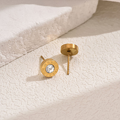 Eleganti orecchini a bottone tondo piatto in acciaio inossidabile 304 in stile romano&nbsp;BO7793-1