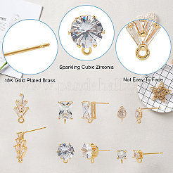 10 paio di orecchini a bottone in ottone con zirconi cubici in 5 stili&nbsp;DIY-AN0001-14