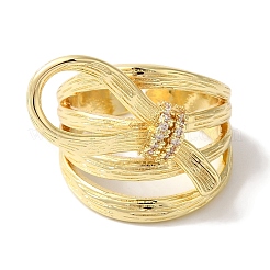 Широкие открытые манжеты из латуни с бантом и микро-паве&nbsp;RJEW-C098-29G