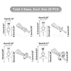 80個 4スタイル 304ステンレススチールカップペグベイル  片穴パーツ用  ステンレス鋼色  13~15.5mm  穴：6x3mm  ピン：1.2~1.3mm  20個/スタイル&nbsp;FIND-UN0001-25P