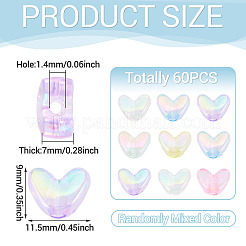 60pcs perles acryliques transparentes de placage uv&nbsp;MACR-TADJ0001-07