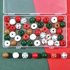 50 шт. двухцветные рождественские деревянные европейские бусины WOOD-FS0002-43