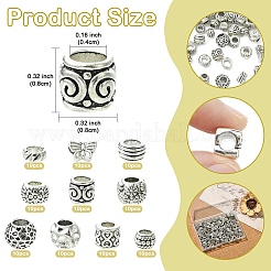 100шт 10 стиля европейские бусины из сплава в тибетском стиле&nbsp;TIBE-YW0001-94