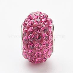 オーストリアクリスタルヨーロピアンビーズ  大穴ビーズ  スターリングシルバーコア925個  ロンデル  502 _fuchsia  11~12x7.5mm  穴：4.5mm&nbsp;STER-E049-E08