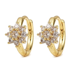 Латунные микро проложить серьги обруча кубического циркония EJEW-S277-07G-C