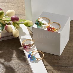 Fingerringe aus facettierten Glasperlen galvanisieren&nbsp;RJEW-TA00014