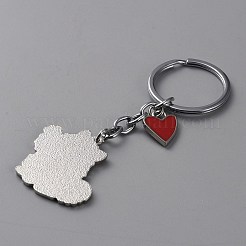 動物テーマの合金キーホルダー  犬  ホワイト  9.8cm  犬：36x34x2mm&nbsp;KEYC-SZC0007-01E