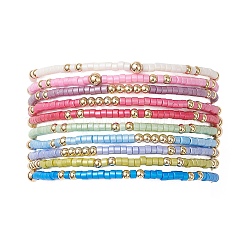 10 шт. набор эластичных браслетов из стеклянного бисера для женщин&nbsp;BJEW-MZ00295