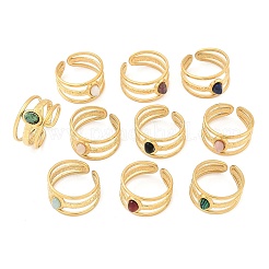 Многослойные открытые манжетные кольца из нержавеющей стали 304 RJEW-Z078-06G