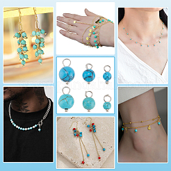 120шт 6 стиля окрашенные синтетические бирюзовые круглые подвески PALLOY-PH01704