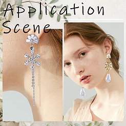 12 шт. фурнитура для сережек-гвоздиков в форме цветка из латуни с прозрачным кубическим цирконием&nbsp;DIY-CN0002-80