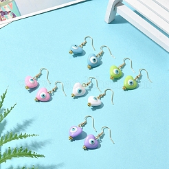 Серьги-подвески в виде смоляного сердца со сглазом EJEW-JE05278