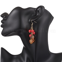 Серьги-подвески из синтетической бирюзы и акрила&nbsp;EJEW-JE06836