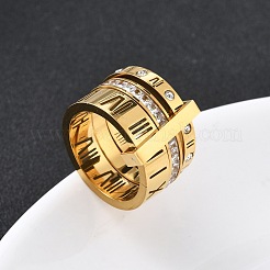 Кольца из нержавеющей стали 304 с кубическим цирконием для женщин и мужчин RJEW-F189-06G