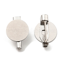 変色しない201ステンレススチールトレイブローチ  フラットラウンドパッドセッティング  ステンレス鋼色  14x10x0.5mm&nbsp;STAS-Q246-01A-P
