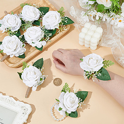 8шт. 2 стиля шелковых искусственных цветов для запястья&nbsp;AJEW-CL0001-57