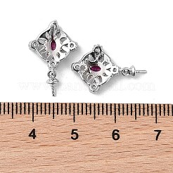 Фурнитура для сережек-гвоздиков с ромбами из латуни с кубическим цирконием&nbsp;LS-KK-B087-04P-1