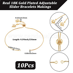10 pièce de chaîne coulissante en laiton de 1 mm pour la fabrication de bracelets&nbsp;MAK-BBC0001-37