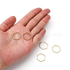 304ステンレススチールリンクリング  六角  ゴールドカラー  16x18x0.8mm&nbsp;LS-STAS-S079-25B