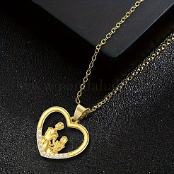 День матери сердце с матерью и дочерью цинковый сплав хрустальные стразы подвески ожерелья для женщин&nbsp;FS-WG450A1-01