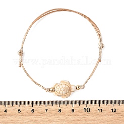 4 braccialetto da donna regolabile con perline di tartaruga marina sintetica turchese tinta oceano&nbsp;BJEW-JB14243-02