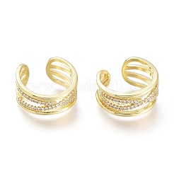 Латунные кольца из манжеты с прозрачным цирконием RJEW-I073-17G