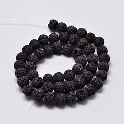 Brins de perles rondes en pierre de lave naturelle&nbsp;G-I124-6mm-10