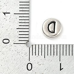 925 flache runde Sterlingsilberperlen mit Buchstaben&nbsp;LS-STER-G044-01AS-D