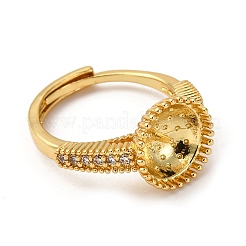 Круглые латунные микропаве прозрачные кубические цирконии регулируемые настройки колец&nbsp;KK-D378-35G