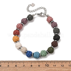 Bracelets ronds en perles de roche de lave naturelle teintées selon les chakras&nbsp;GG-CBA922D-03