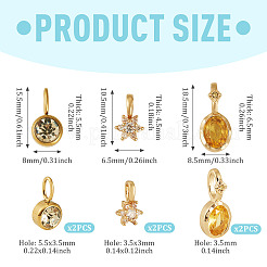 4 breloque en zircon cubique de 2 styles différents avec 2 breloques en acier inoxydable ornées de strass.&nbsp;ZIRC-TA0001-35