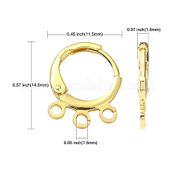 20 個 2 色の真鍮フレンチフックピアスパーツ  カン付き  ゴールデン＆シルバー  14.5x11.5x1.8mm  穴：1.6mm  ピン：0.8mm  10個/カラー&nbsp;KK-CJ0002-06