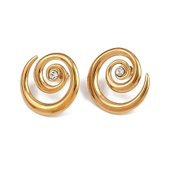 Серьги-гвоздики со стразами из нержавеющей стали 304 в форме спирали&nbsp;LS-EJEW-K314-01G