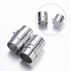 真鍮製ロッキングチューブマグネットクラスプ  コラム  プラチナ  19x12mm  穴：10mm&nbsp;X-KK-Q090-N