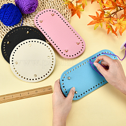 4 stücke 2 stil flache runde & ovale pu leder stricken häkeln taschen nagel boden shaper pad&nbsp;DIY-PH0003-56