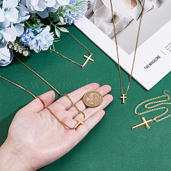 4 Stück 4 Stile Messing & 304 Edelstahl seitlich Kreuz Box Kette Halsketten für Frauen&nbsp;NJEW-UN0001-67