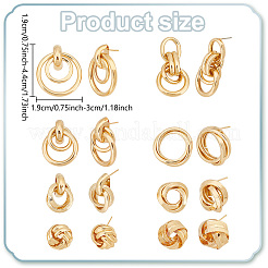 8 пара серег-гвоздиков из железа и сплава и хирургической нержавеющей стали 316 в двух стилях EJEW-AN0003-79