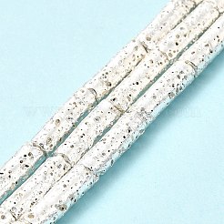 Fili di perle di roccia lavica naturale elettrodeposta&nbsp;G-G984-02S