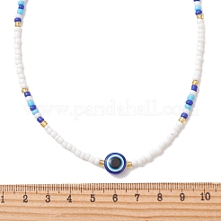 Colliers en résine avec œil protecteur et perles de verre pour femmes&nbsp;NJEW-MZ00152-02