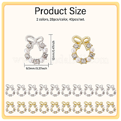 40 шт. 2-цветный рождественский венок из сплава со стразами-кабошонами&nbsp;MRMJ-CA0001-49