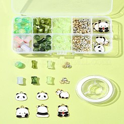 Наборы для изготовления браслетов из бамбука и панды из акрила и эмали из сплава&nbsp;DIY-FS0007-48