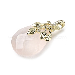 Ограненные подвески-капли из натурального розового кварца KK-D021-03D-G