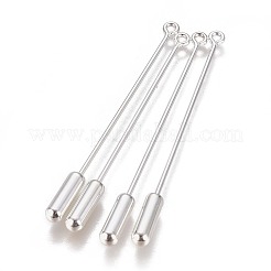 真鍮の襟章  ブローチパーツ  カン付き  銀色のメッキ  54.5x3.5mm  穴：1.5mm  ピン：0.8mm&nbsp;KK-WH0033-29S